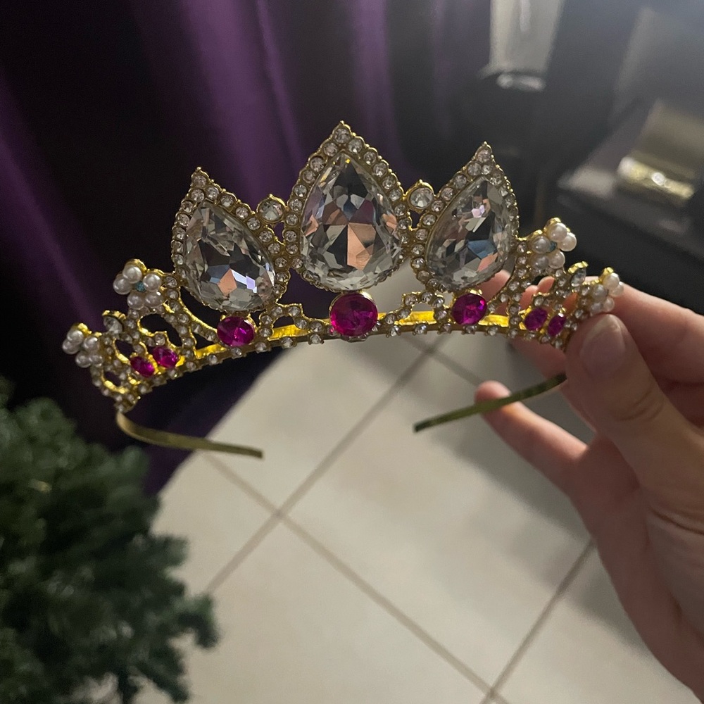 Amazon Gold and Pink Crystal Tiara